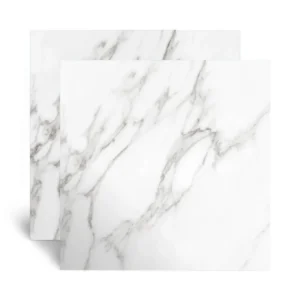 Piso Cerâmico Marmorizado Brilhante Branco Tipo A 58X58CM
